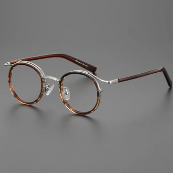 Évjárat szemüveg keret férfi Retro Könnyűfém kerek optikai szemüveg Rövidlátás olvasó nők recept számítógépes Szemüveg