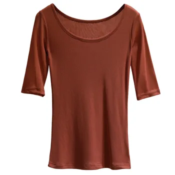 Fél ujjú póló női 2020-as nyári új érkezés szilárd o-nyak nettósítási renderelés t-shirt a nők AL26083 4