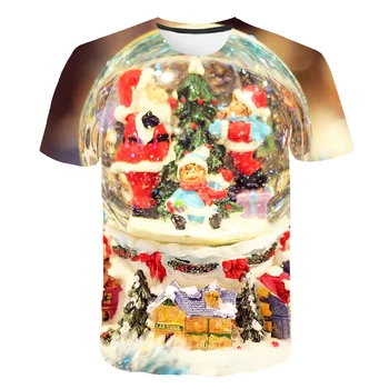 Rajzfilm póló, Karácsonyi póló Férfi Anime Ing 3d Nyomtatás Szórakoztató kristálygömb T-shirt Cosplay Pár Parti Jelmez 6XL 0