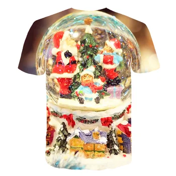 Rajzfilm póló, Karácsonyi póló Férfi Anime Ing 3d Nyomtatás Szórakoztató kristálygömb T-shirt Cosplay Pár Parti Jelmez 6XL 1