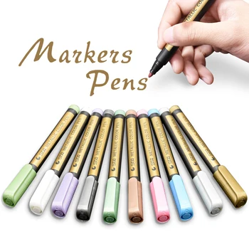 10 féle szín fém jelölő toll, festék, toll, biztonsági, környezetvédelmi DIY design album írószer art festmény, Tartozékok