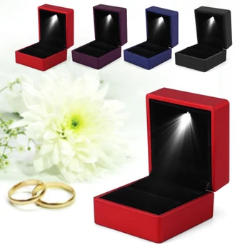Kreatív LED eljegyzési gyűrű medál dobozok Gyűrű Ékszer Tároló Doboz Kijelző Ajándék az esetben a Csomagolás Bemutató Dobozok, nagykereskedelmi 3