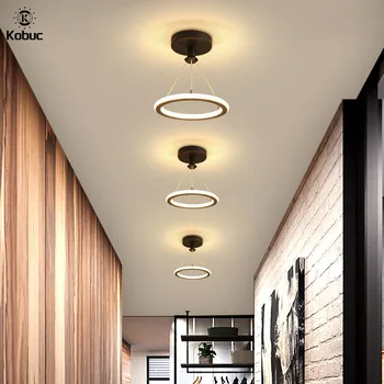 Kobuc Modern LED Plafonról Lógó Lámpa 19W A Folyosó Bejárat Fedett Folyosón Dia 20cm Gyűrű Világítás Fekete Arany Medál Lámpa 0
