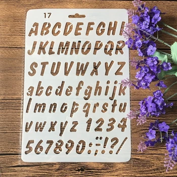 27cm Ábécé betűit 5 DIY Kézműves Réteg Stencil Festmény Scrapbooking Bélyegzés Dombornyomás Album Papír Kártya Sablon