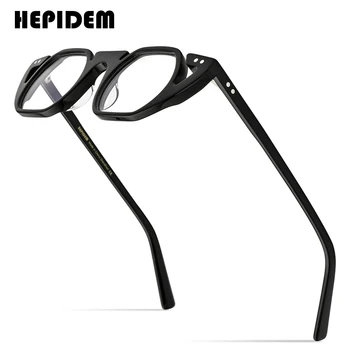 HEPIDEM-Acetát Szemüveg Keret Férfiak Vintage Retro Tér Szemüveg Nők Rövidlátás Optikai Receptet Szemüveg Szemüveg 9168