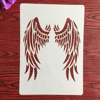 A4 29 * 21cm Angyal szárnyak Mandala DIY Stencil Falon Festmény Scrapbook Színezés Dombornyomás Album Dekoratív Papír Kártya Sablon